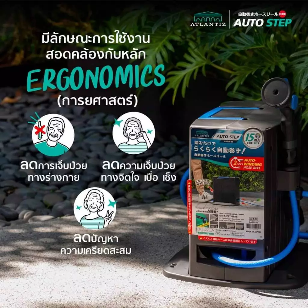 ชุดโรลสายยาง ATLANTIZ รุ่น Auto Step สายยางญี่ปุ่นคุณภาพสูง - Image 3