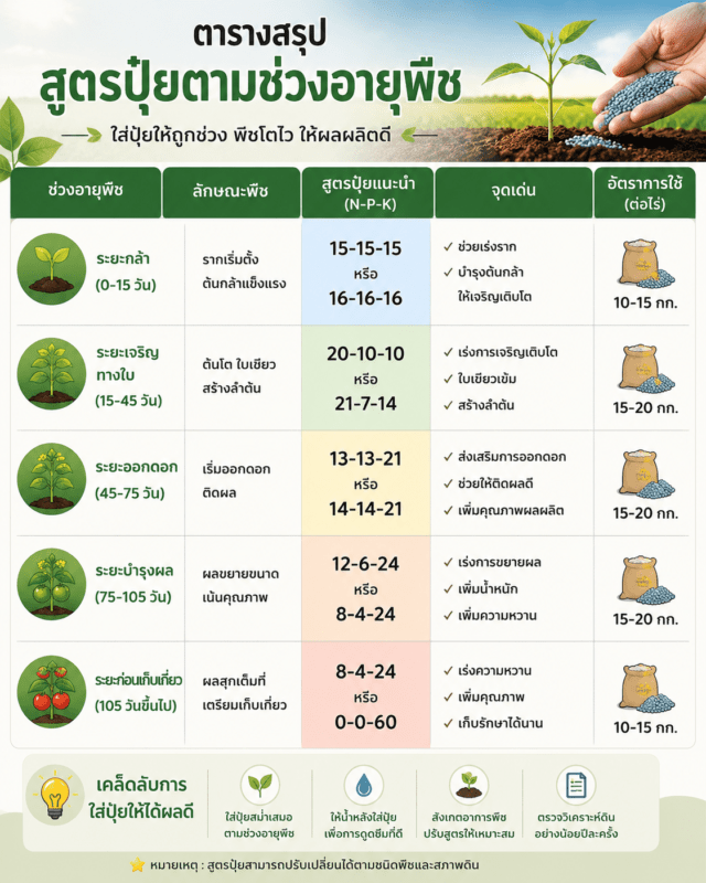 สูตรปุ๋ยตามกลุ่มอายุ