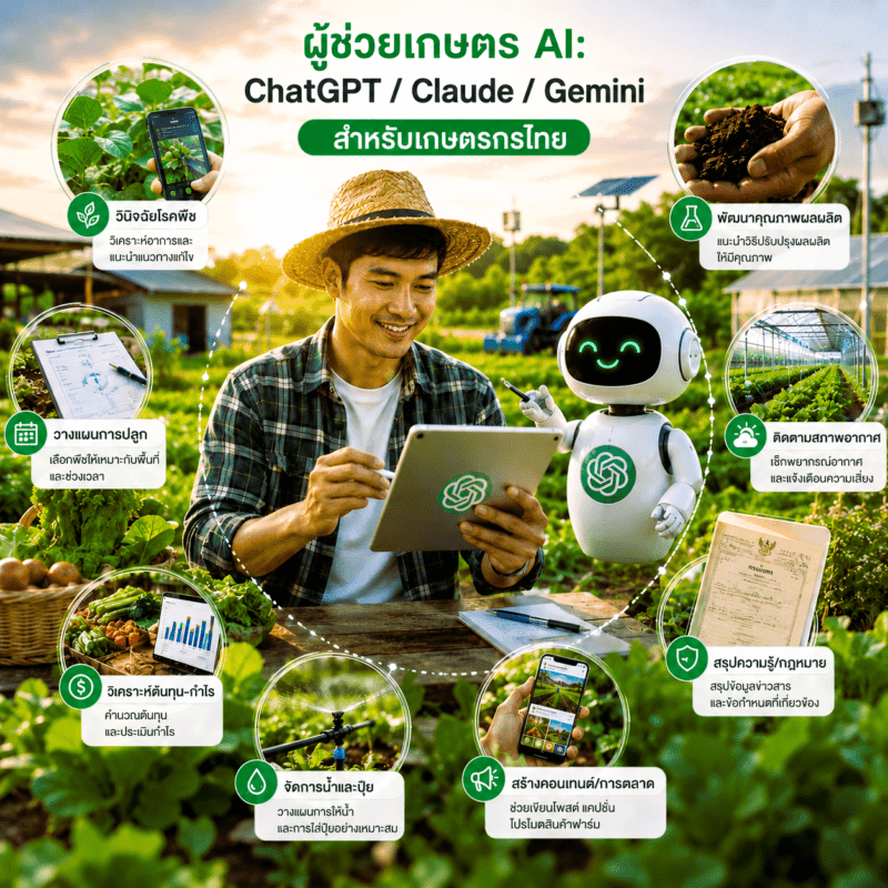 ผู้ช่วยเกษตร AI: ChatGPT / Claude / Gemini สำหรับเกษตรกรไทย