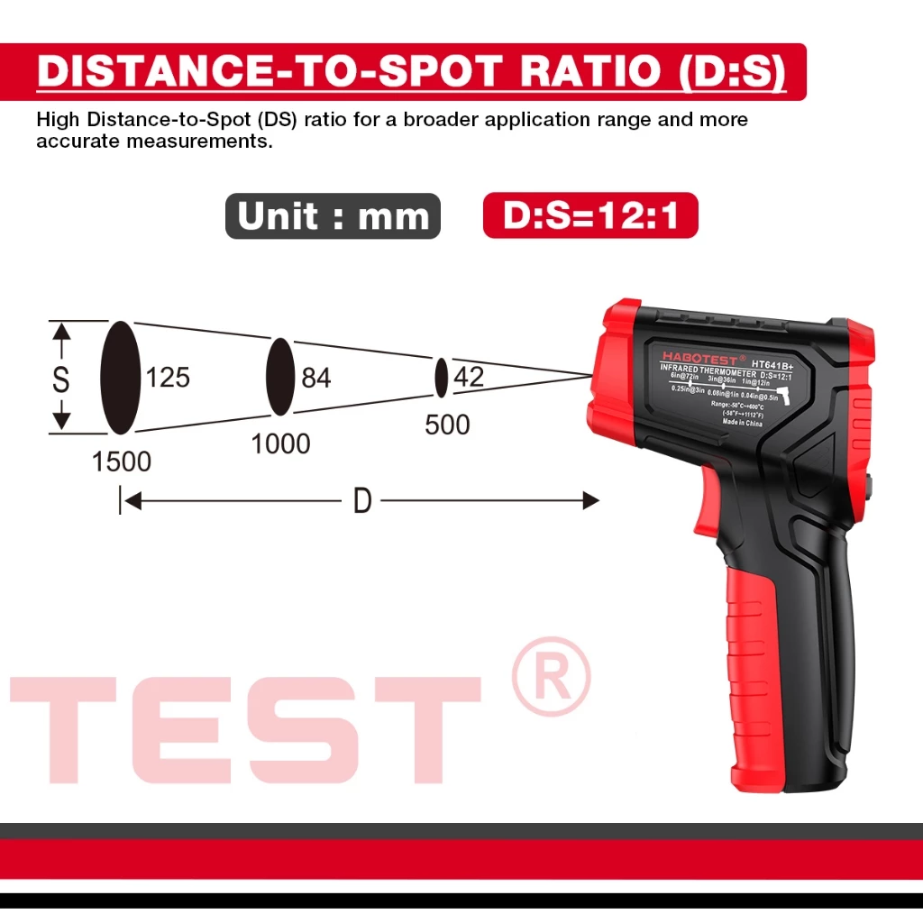 เครื่องวัดอุณหภูมิอินฟราเรด HABOTEST HT641 เลเซอร์ไม่สัมผัส แม่นยำสูง - Image 2
