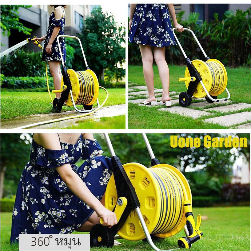 ชุดสายยางรดน้ำม้วนเก็บอัตโนมัติ Uone Garden พร้อมโรลเก็บสาย หัวฉีดปรับได้ 10 แบบ ยาว 20 เมตร - Image 3