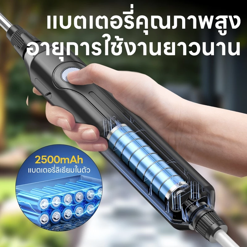 ถังพ่นยาไฟฟ้า Maybuck 6L/8L มอเตอร์อัดแรงดัน พร้อมหัวพ่น 3 แบบ พกพาเบาเพียง 0.5 กก. - Image 3